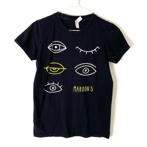 Maroon 5 Eye Logo 2013 Graphic Crew Neck Band Tee Black